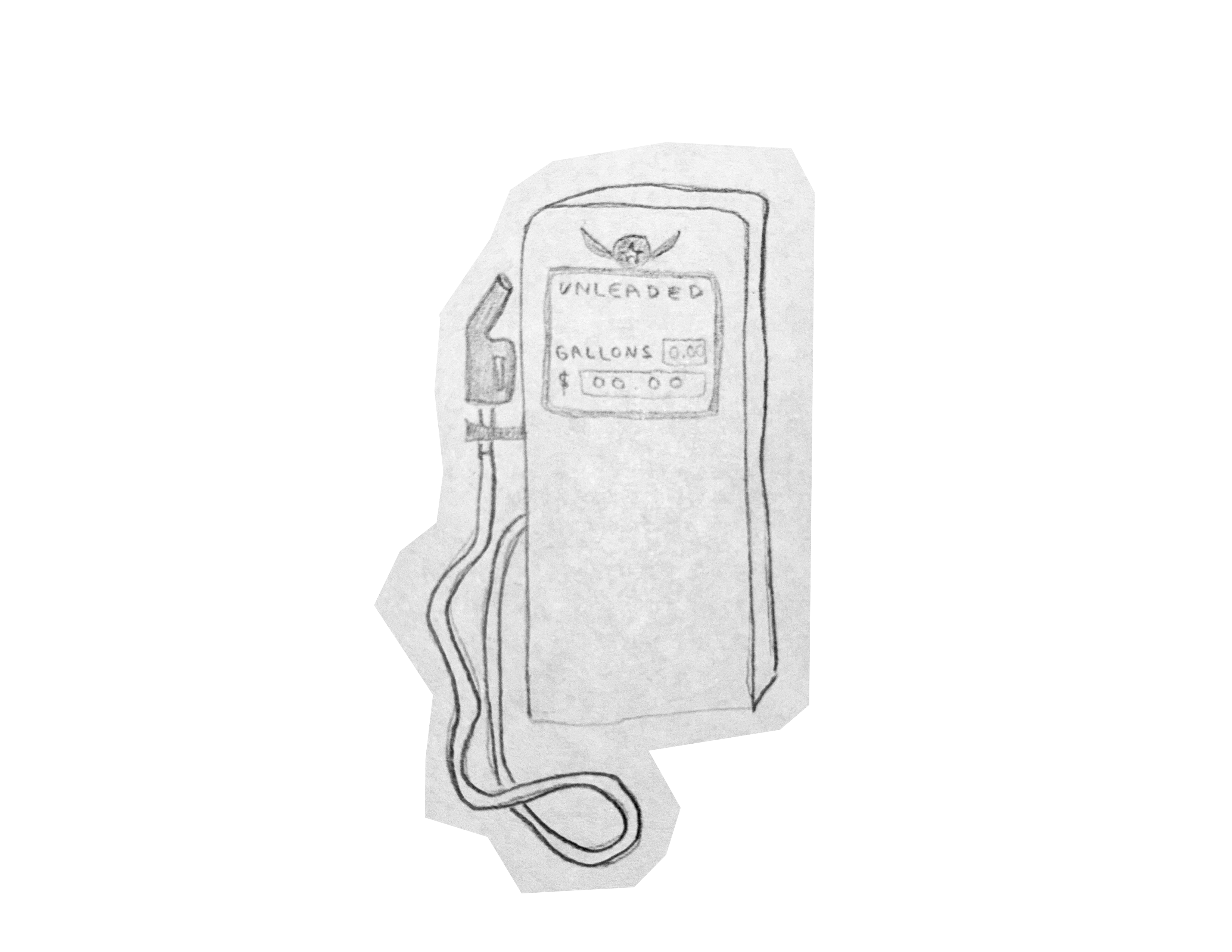 Hand-drawn gas pump illustration