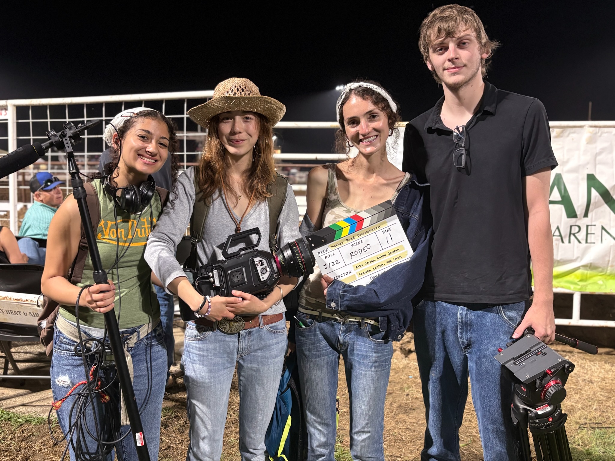 The crew at night with the slate